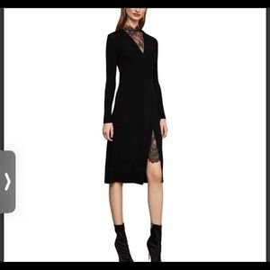 BCBGMAXAZRIA WOMENS LACE TRIM KNIT MIDI